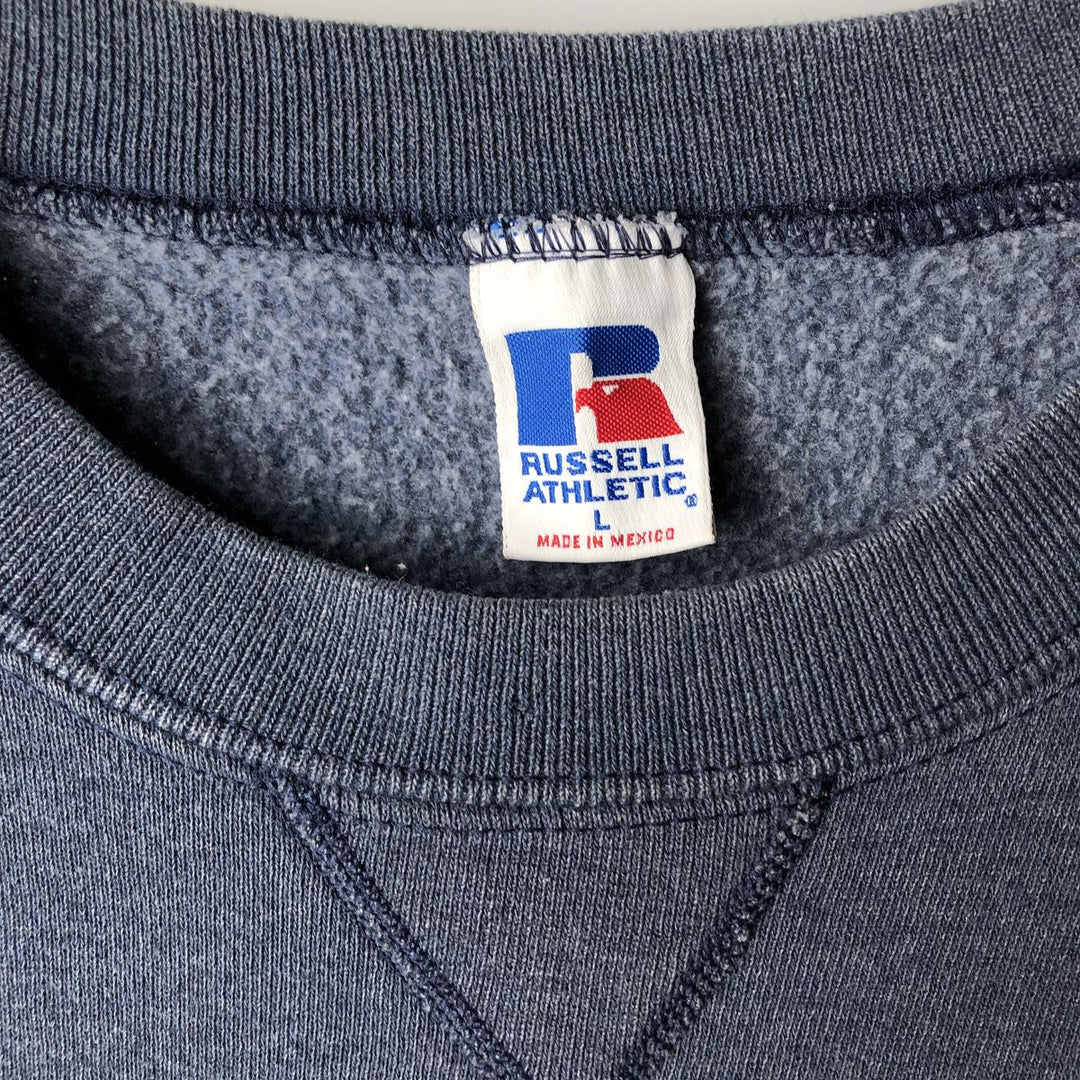 90'S Russell Athletic Plain Blank Sweatshirt, Men's Size L (Equivalent), Vintage polyester navy blue type Vintage Second Hand