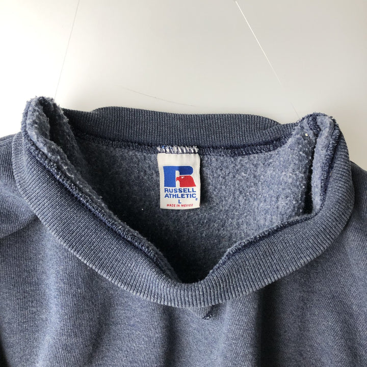 90'S Russell Athletic Plain Blank Sweatshirt, Men's Size L (Equivalent), Vintage polyester navy blue type Vintage Second Hand