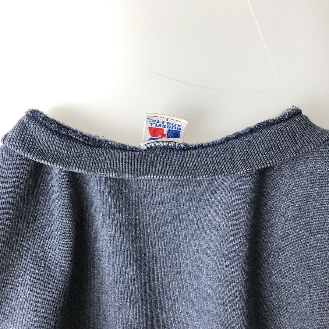 90'S Russell Athletic Plain Blank Sweatshirt, Men's Size L (Equivalent), Vintage polyester navy blue type Vintage Second Hand