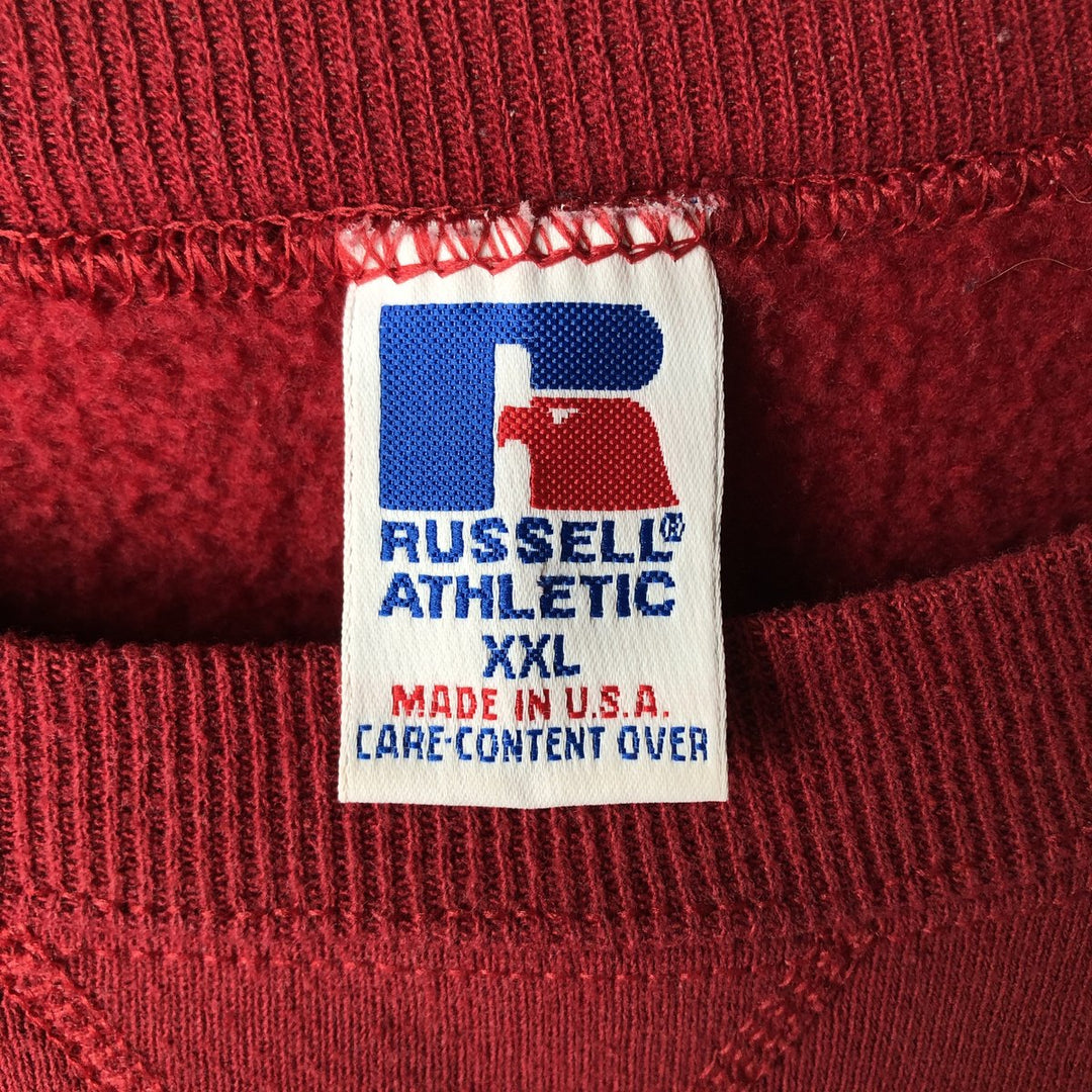 90'S Russell plain blank sweatshirt, sweatshirt, made in USA, men's XXL, vintage cotton red type Vintage Second Hand