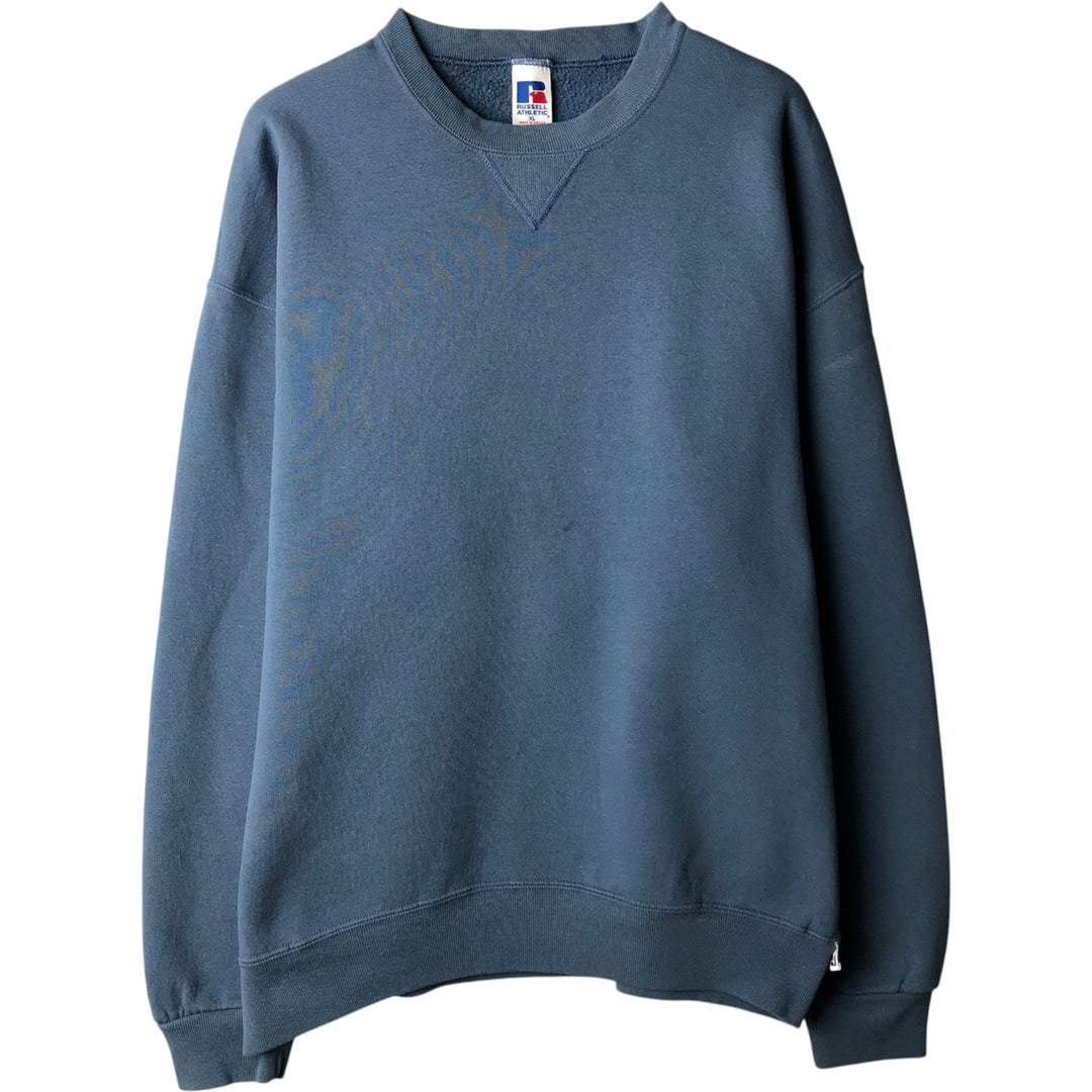 90'S Russell plain blank sweatshirt, sweatshirt, men's XL size, vintage cotton navy blue type Vintage Second Hand