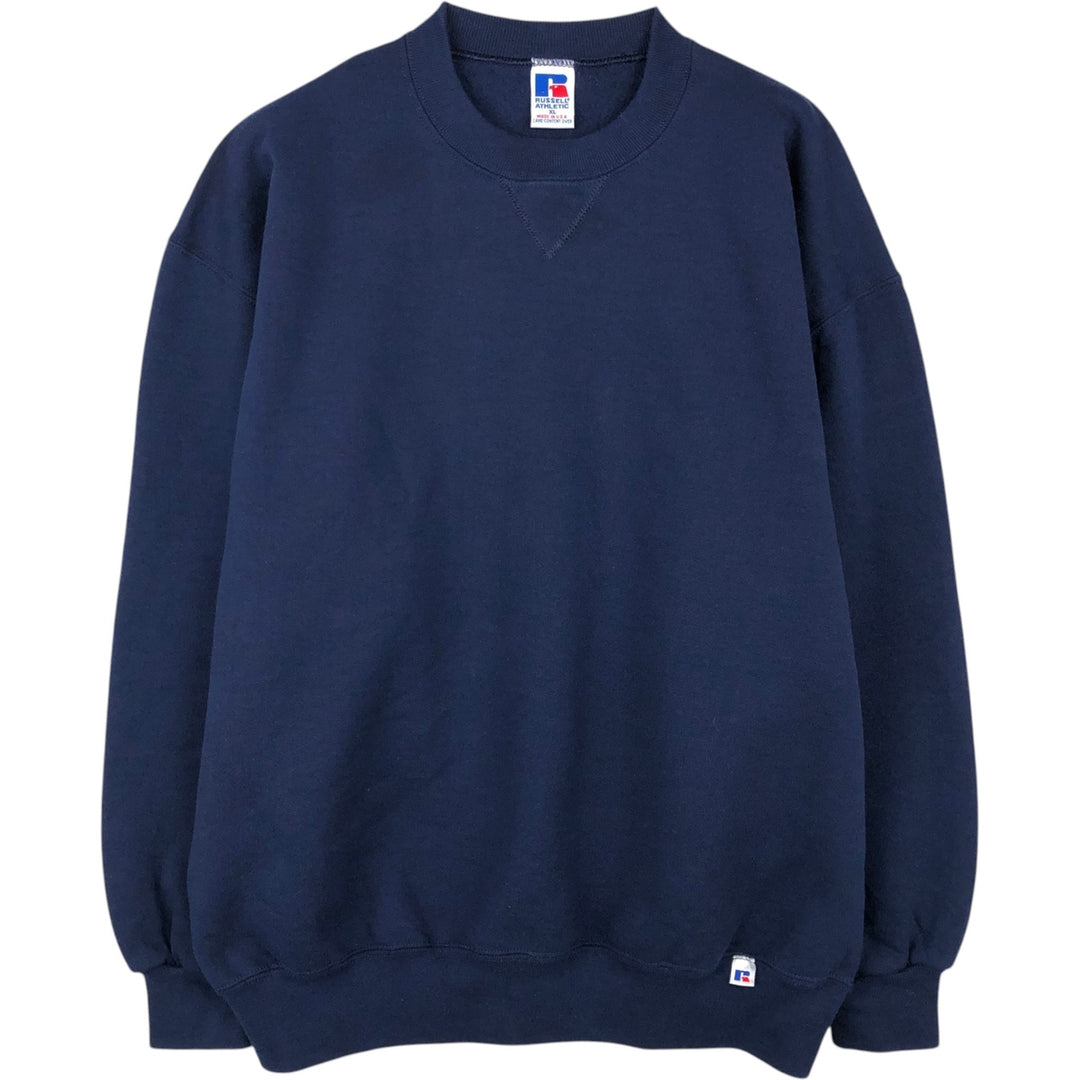 80s-90'S Russell plain blank sweatshirt, sweatshirt, made in USA, men's XL size, vintage cotton navy blue type Vintage Second Hand
