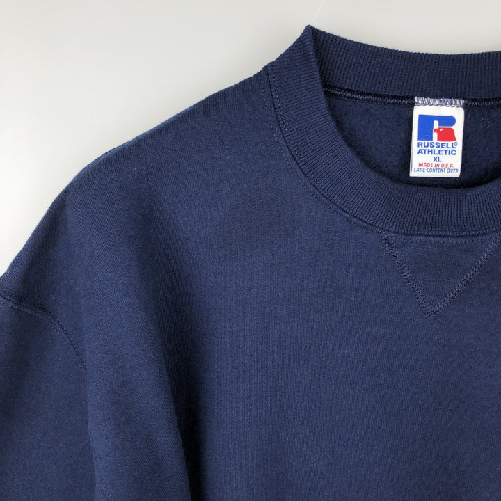 80s-90'S Russell plain blank sweatshirt, sweatshirt, made in USA, men's XL size, vintage cotton navy blue type Vintage Second Hand