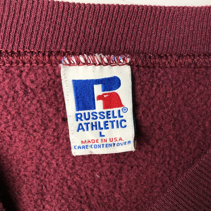 Vintage 90'S Russell ATHLETIC blank sweatshirt, made in the USA, size L, men's cotton wine-red Vintage Second Hand