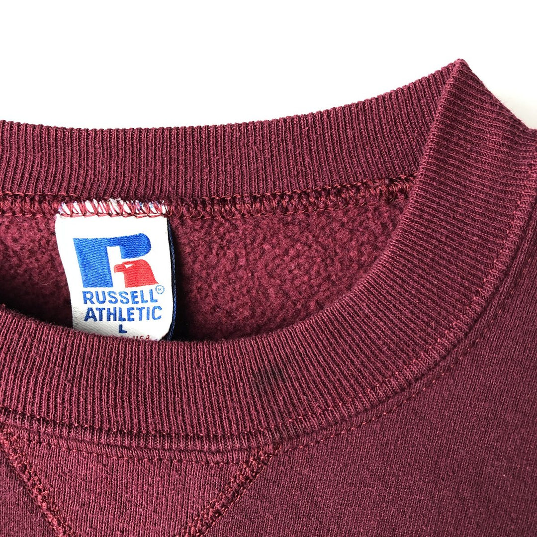 Vintage 90'S Russell ATHLETIC blank sweatshirt, made in the USA, size L, men's cotton wine-red Vintage Second Hand