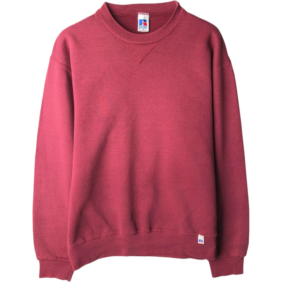 90'S Russell plain blank sweatshirt, men's M size, vintage cotton wine-red Vintage Second Hand