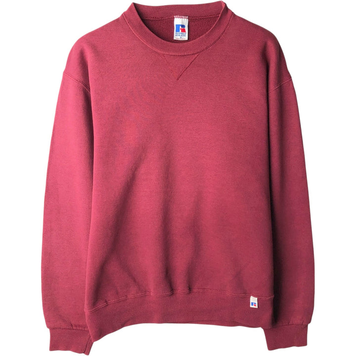 90'S Russell plain blank sweatshirt, men's M size, vintage cotton wine-red Vintage Second Hand