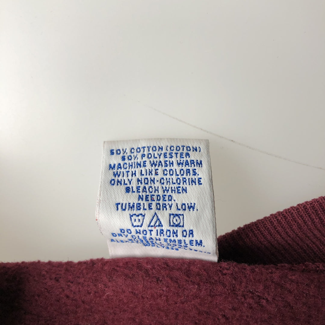 90'S Russell plain blank sweatshirt, men's M size, vintage cotton wine-red Vintage Second Hand