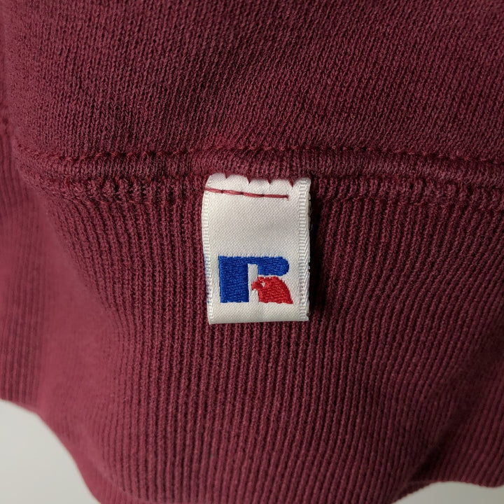90'S Russell plain blank sweatshirt, men's M size, vintage cotton wine-red Vintage Second Hand