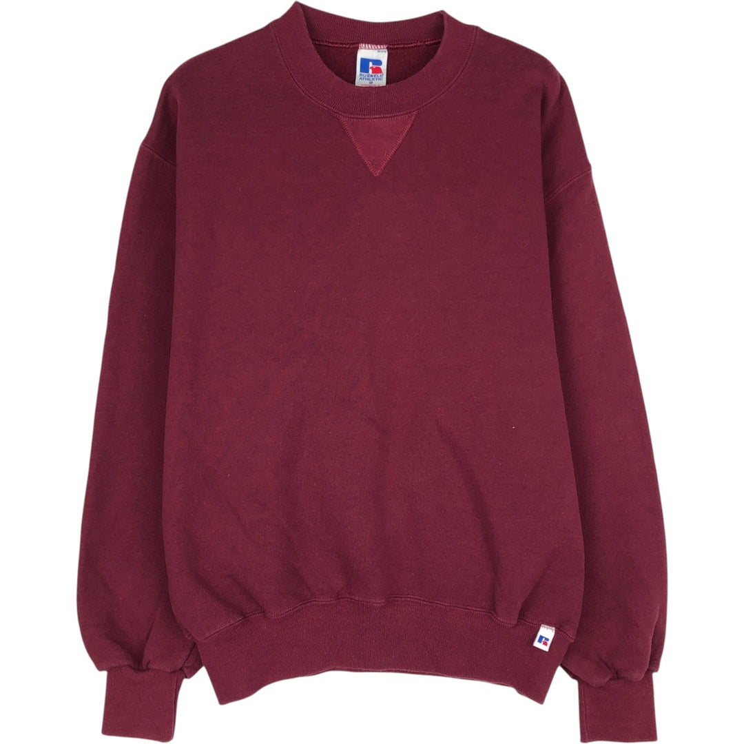 90'S Russell plain blank sweatshirt, men's M size, vintage cotton red type reddish brown Vintage Second Hand