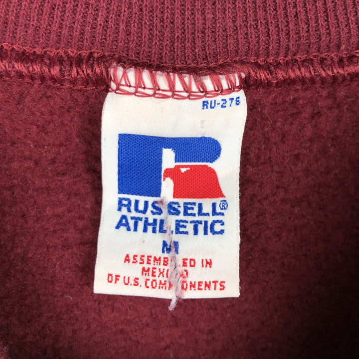 90'S Russell plain blank sweatshirt, men's M size, vintage cotton red type reddish brown Vintage Second Hand