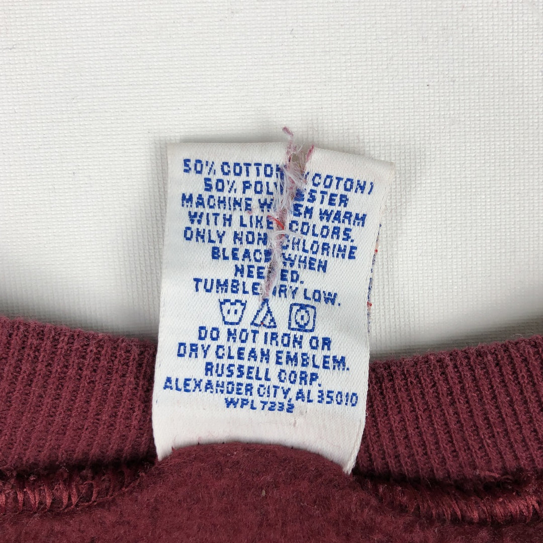 90'S Russell plain blank sweatshirt, men's M size, vintage cotton red type reddish brown Vintage Second Hand