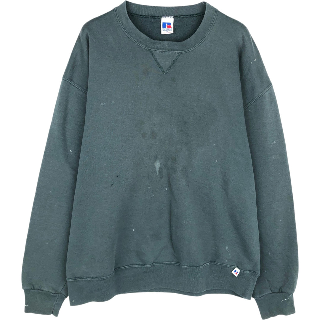 90'S Russell Athletic Plain Blank Sweatshirt, Men's Size XL (Equivalent), Vintage cotton green type Vintage Second Hand