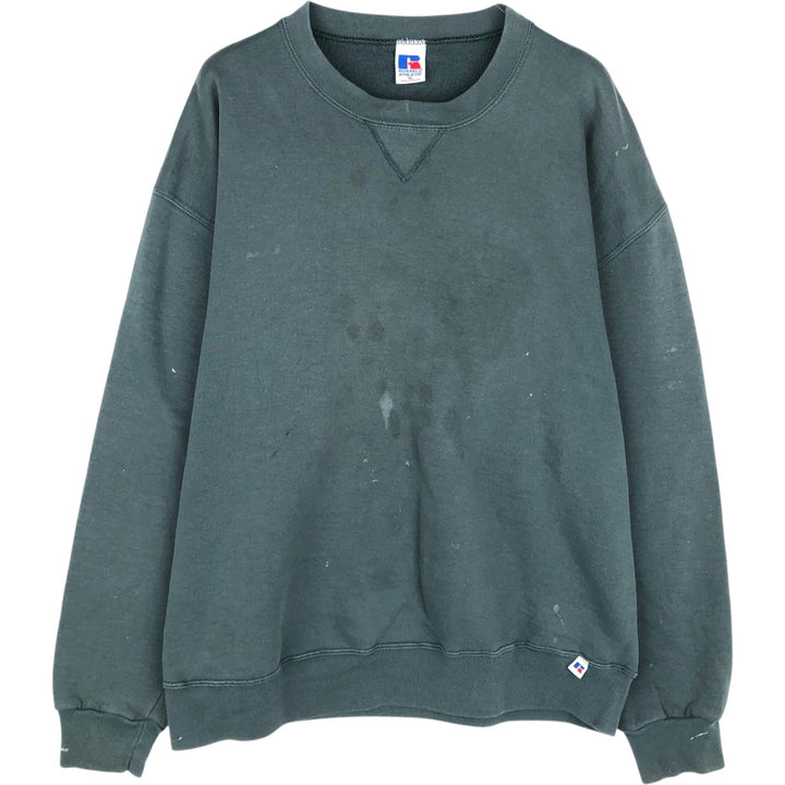 90'S Russell Athletic Plain Blank Sweatshirt, Men's Size XL (Equivalent), Vintage cotton green type Vintage Second Hand