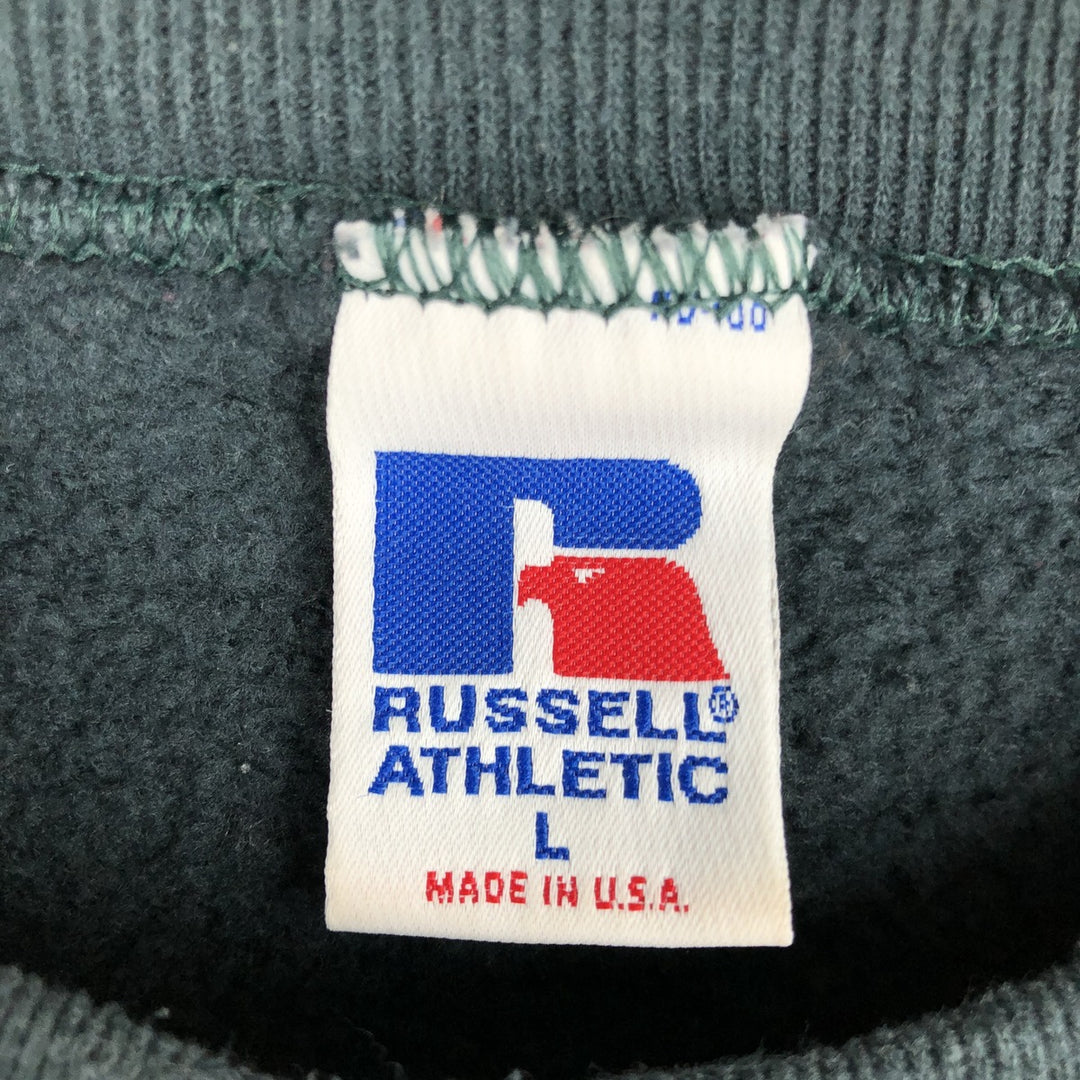 Vintage 90'S Russell ATHLETIC blank sweatshirt, made in the USA, size L, men's cotton green type Vintage Second Hand