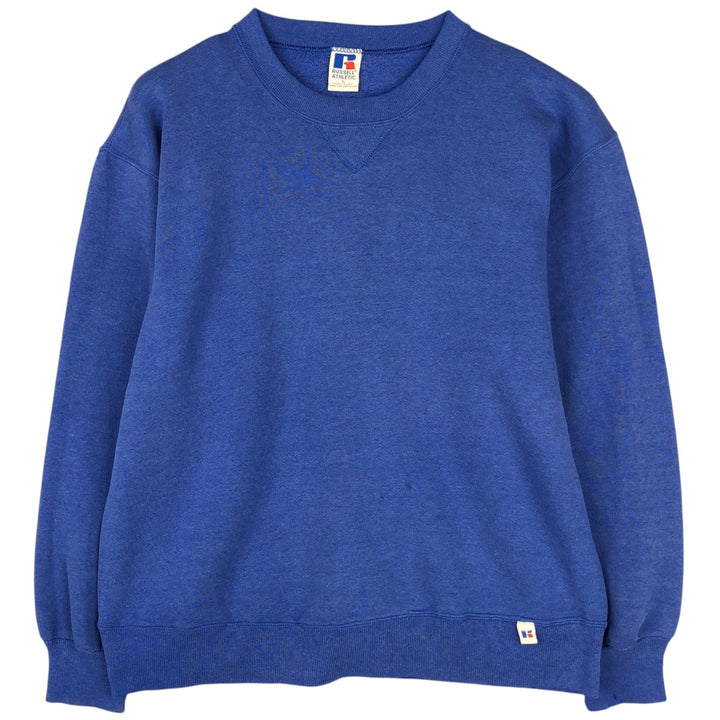 90'S Russell Athletic Plain Blank Sweatshirt, Made in USA, Men's Size L (approx.) cotton blue type Vintage Second Hand