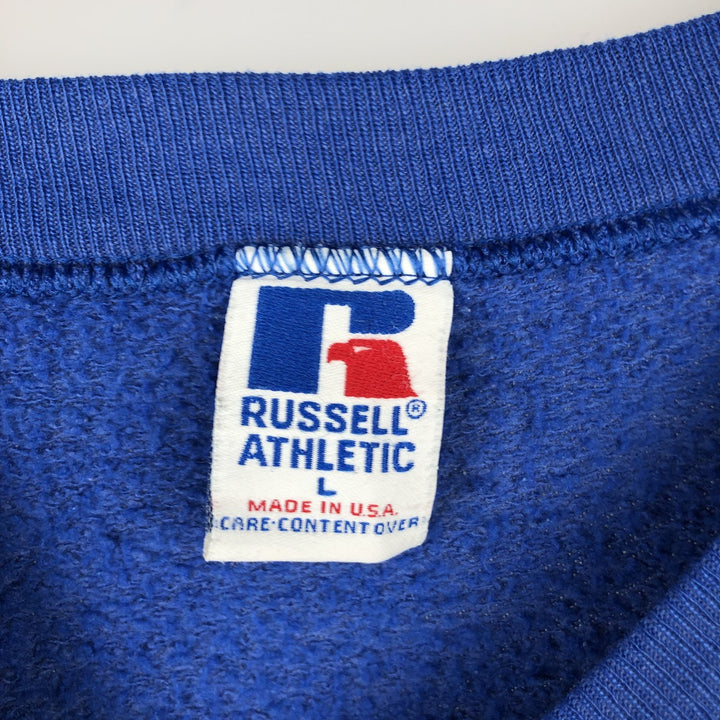 90'S Russell Athletic Plain Blank Sweatshirt, Made in USA, Men's Size L (approx.) cotton blue type Vintage Second Hand