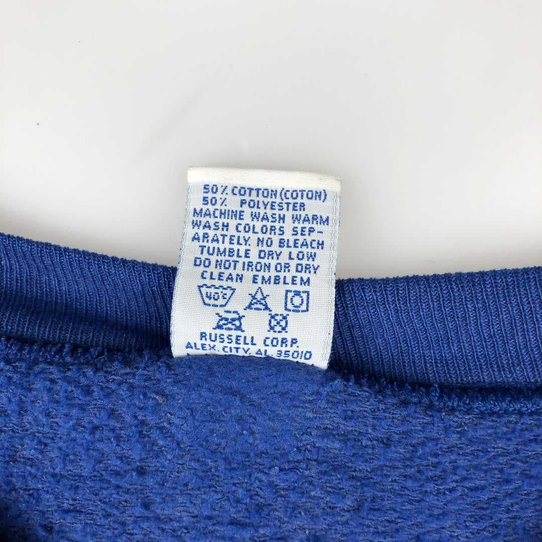 90'S Russell Athletic Plain Blank Sweatshirt, Made in USA, Men's Size L (approx.) cotton blue type Vintage Second Hand