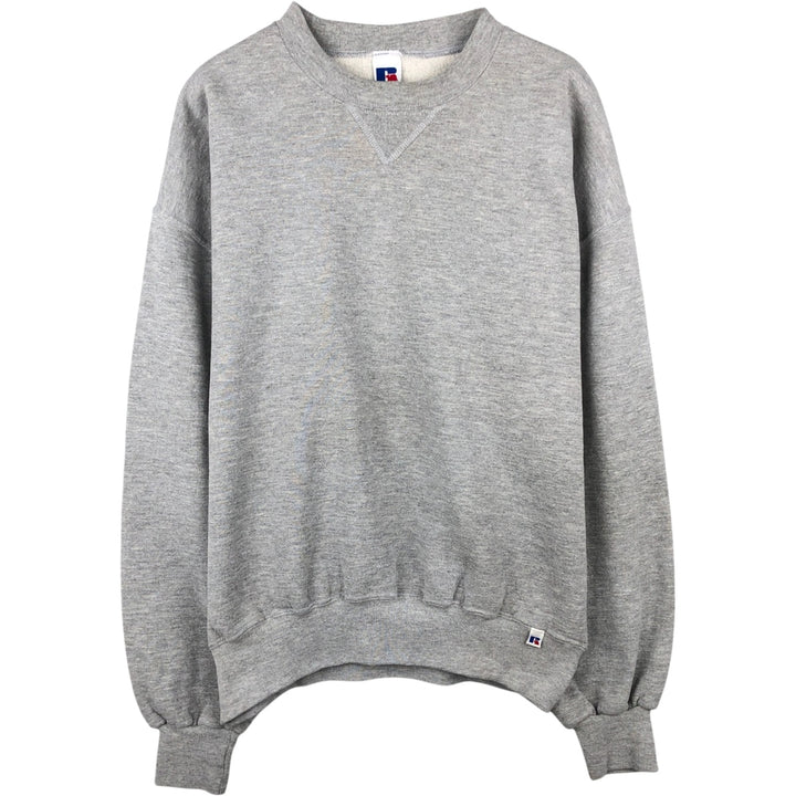 90'S Russell plain blank sweatshirt, sweatshirt, men's XL size, vintage polyester gray type Vintage Second Hand