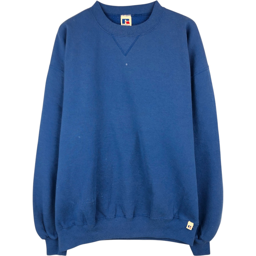 90'S Russell plain blank sweatshirt, sweatshirt, made in USA, men's XL size, vintage cotton blue type Vintage Second Hand