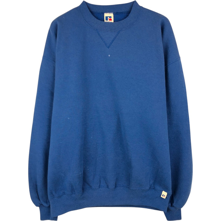 90'S Russell plain blank sweatshirt, sweatshirt, made in USA, men's XL size, vintage cotton blue type Vintage Second Hand