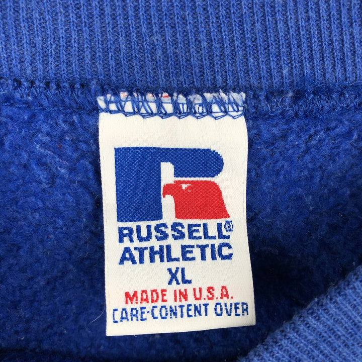 90'S Russell plain blank sweatshirt, sweatshirt, made in USA, men's XL size, vintage cotton blue type Vintage Second Hand