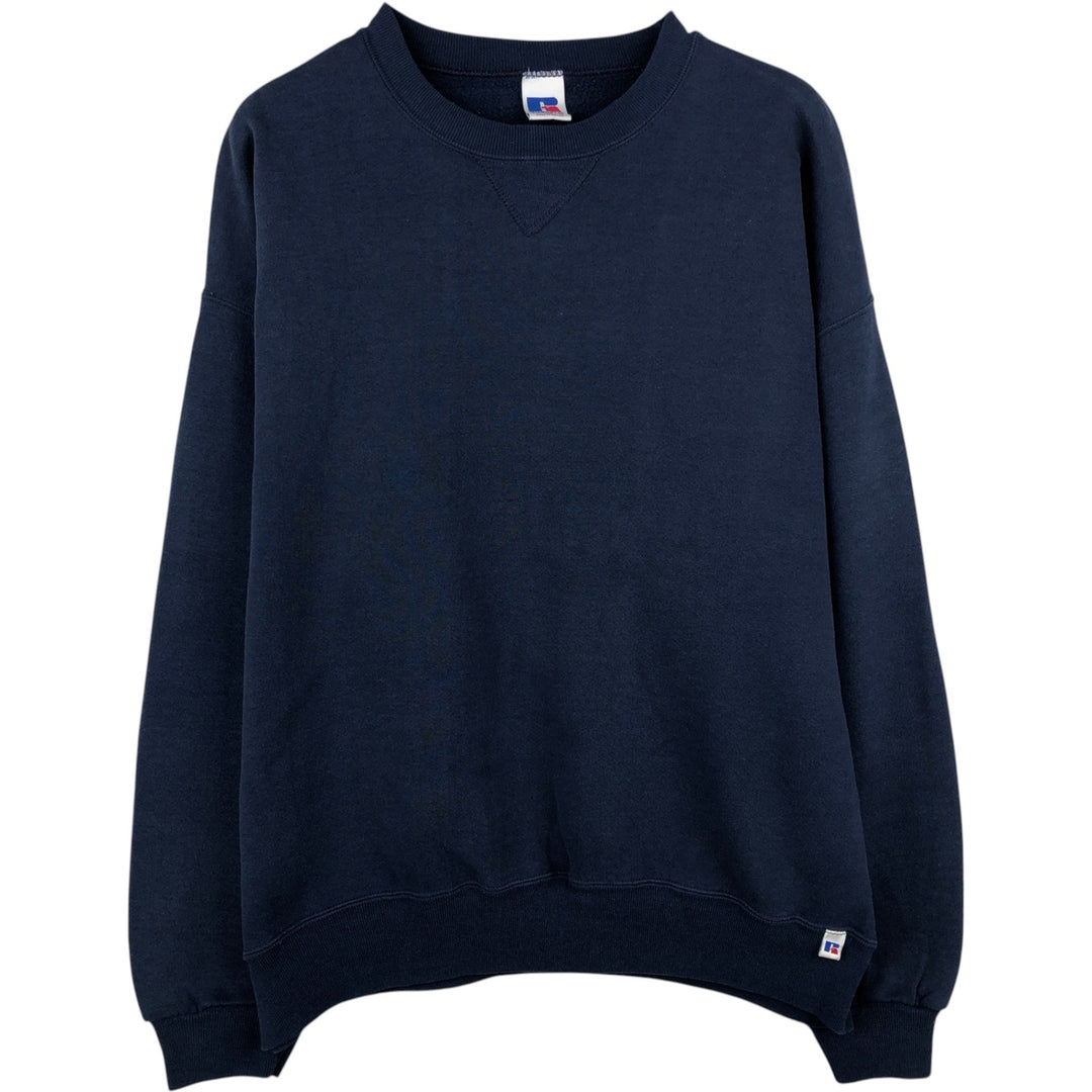90'S Russell plain blank sweatshirt, sweatshirt, men's XL size, vintage cotton navy blue type Vintage Second Hand