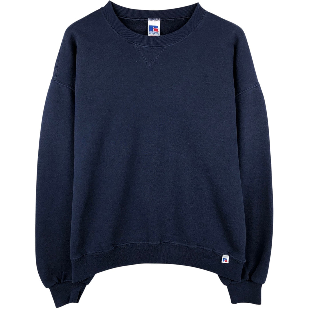 90'S Russell plain blank sweatshirt, sweatshirt, men's size L, vintage cotton navy blue type Vintage Second Hand