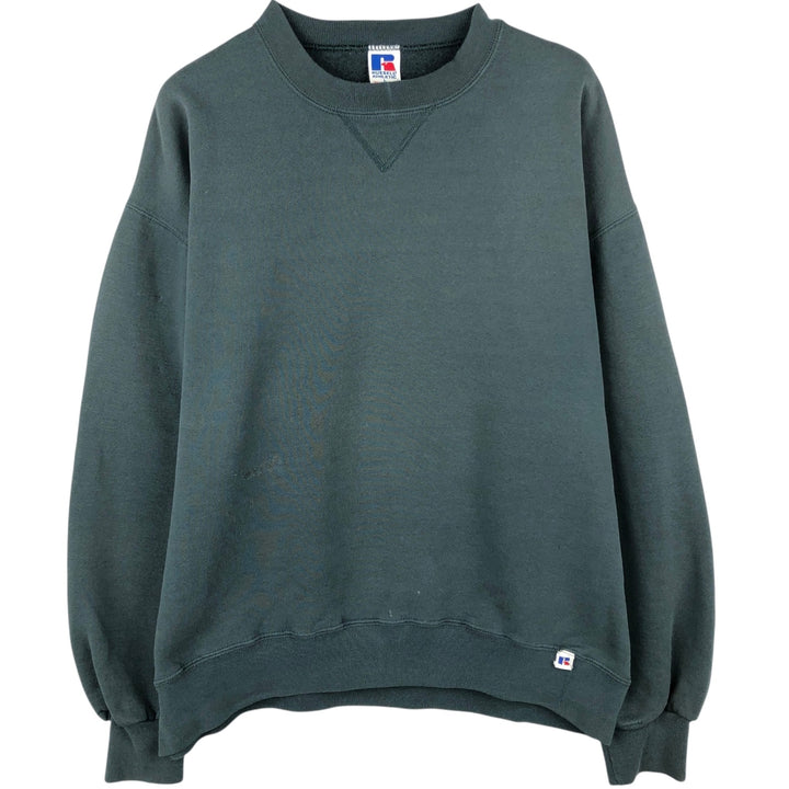 90'S Russell plain blank sweatshirt, sweatshirt, made in USA, men's size L, vintage cotton dark green Vintage Second Hand