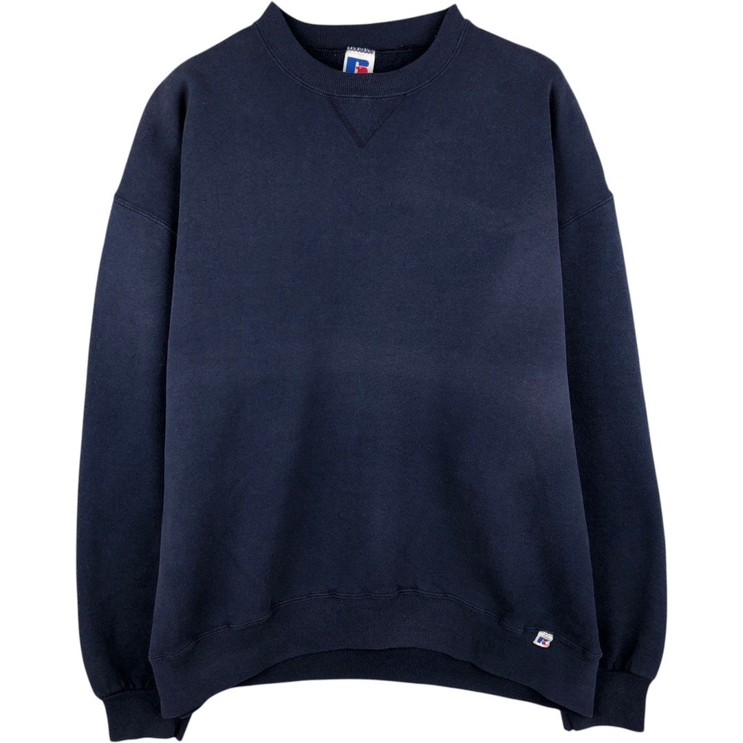 90'S Russell plain blank sweatshirt, sweatshirt, made in USA, men's XL size, vintage cotton navy blue type Vintage Second Hand