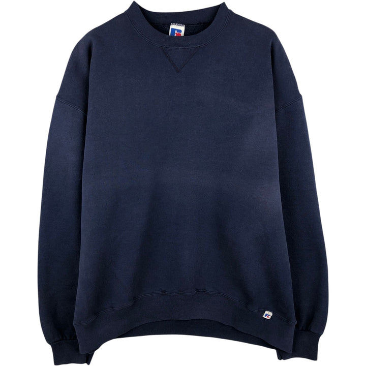 90'S Russell plain blank sweatshirt, sweatshirt, made in USA, men's XL size, vintage cotton navy blue type Vintage Second Hand