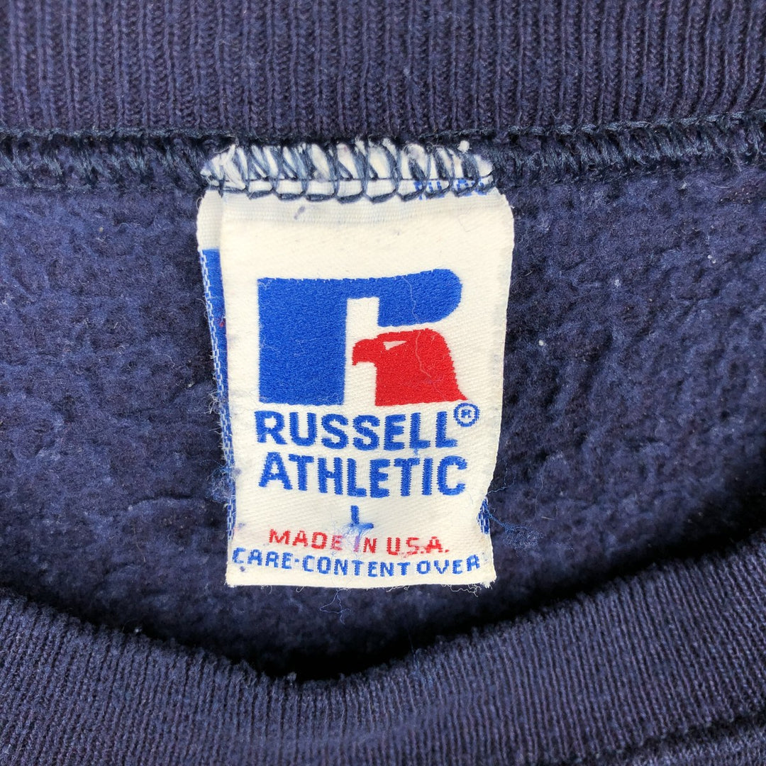 80s-90'S Russell sweatshirt, made in USA, men's size L equivalent, vintage. cotton navy blue type Vintage Second Hand
