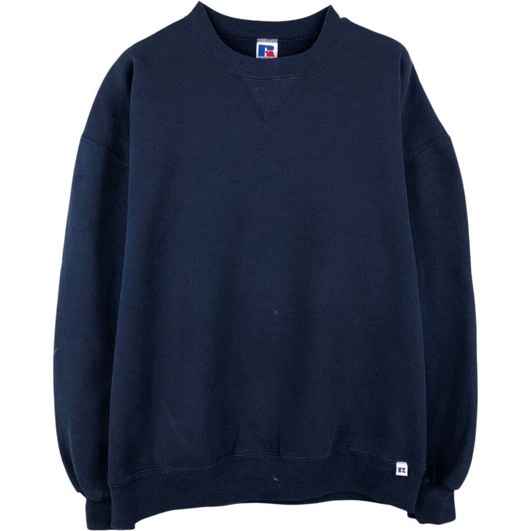 90'S Russell plain blank sweatshirt, sweatshirt, made in USA, men's XL size, vintage cotton navy blue type Vintage Second Hand