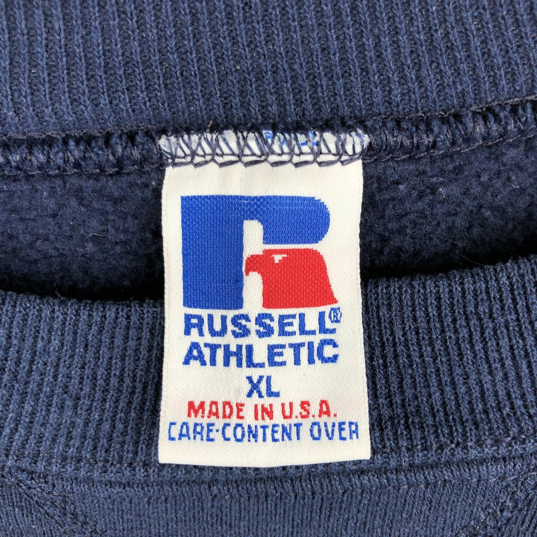 90'S Russell plain blank sweatshirt, sweatshirt, made in USA, men's XL size, vintage cotton navy blue type Vintage Second Hand