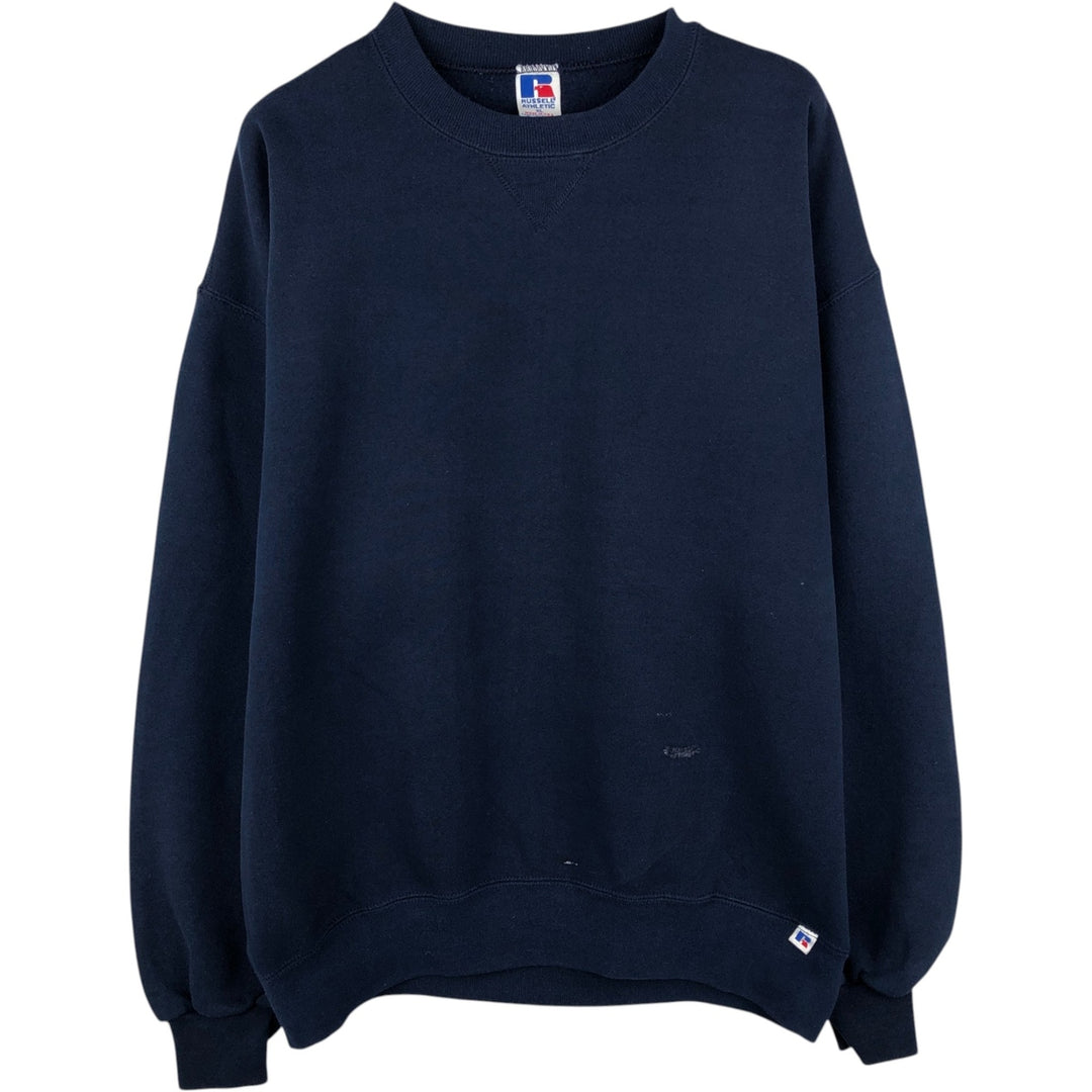 90'S Russell plain blank sweatshirt, sweatshirt, made in USA, men's XL size, vintage cotton navy blue type Vintage Second Hand
