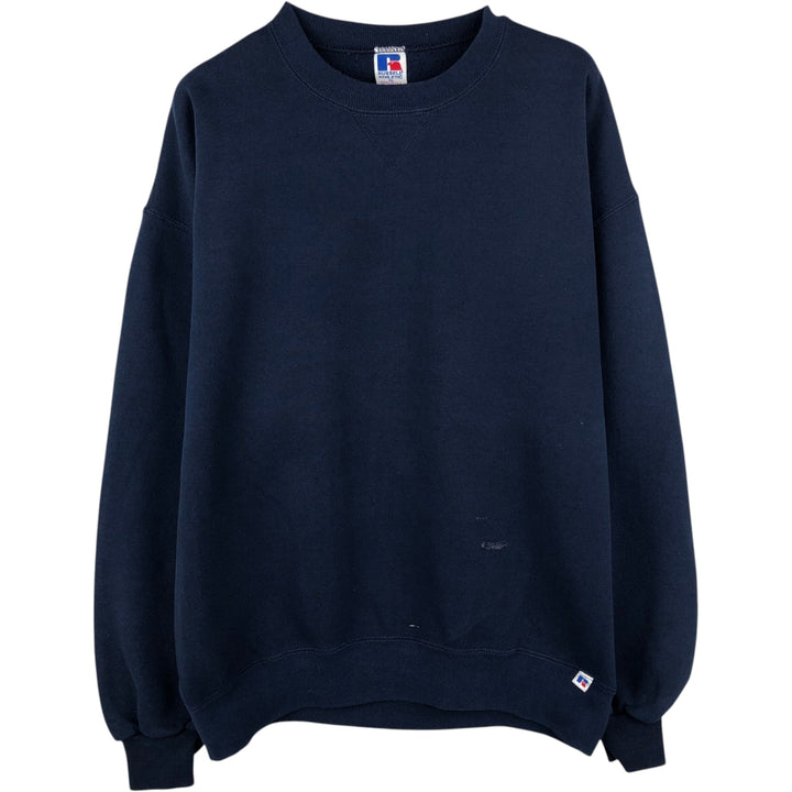 90'S Russell plain blank sweatshirt, sweatshirt, made in USA, men's XL size, vintage cotton navy blue type Vintage Second Hand