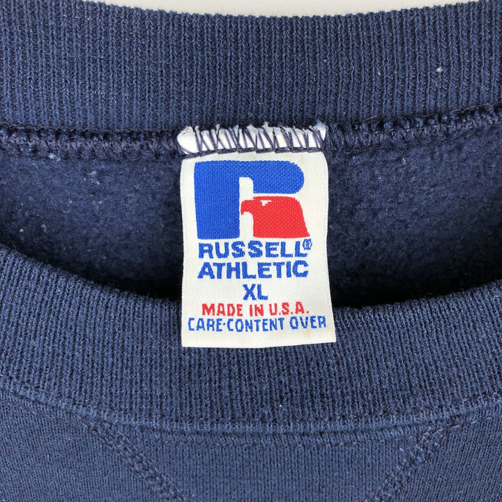 90'S Russell plain blank sweatshirt, sweatshirt, made in USA, men's XL size, vintage cotton navy blue type Vintage Second Hand