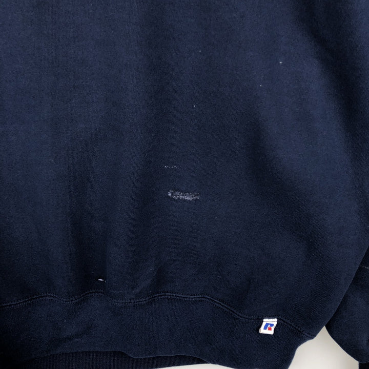 90'S Russell plain blank sweatshirt, sweatshirt, made in USA, men's XL size, vintage cotton navy blue type Vintage Second Hand