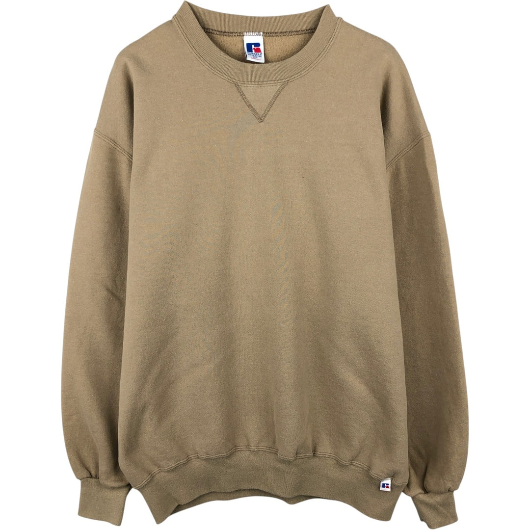 90'S Russell plain blank sweatshirt, sweatshirt, made in USA, men's XL size, vintage cotton Beige type Vintage Second Hand