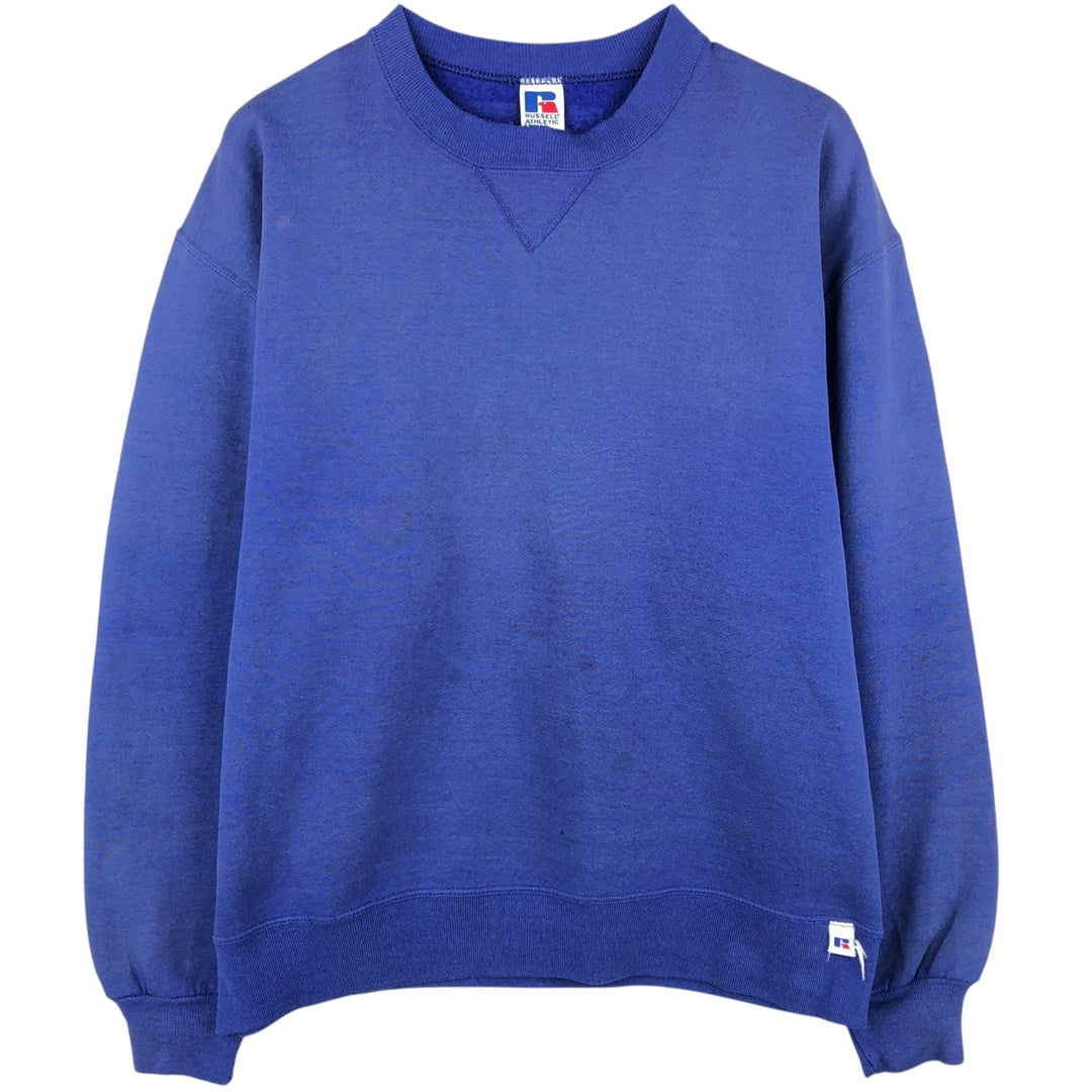 90'S Russell plain blank sweatshirt, sweatshirt, made in USA, men's size L, vintage cotton Purple type blue-purple Vintage Second Hand