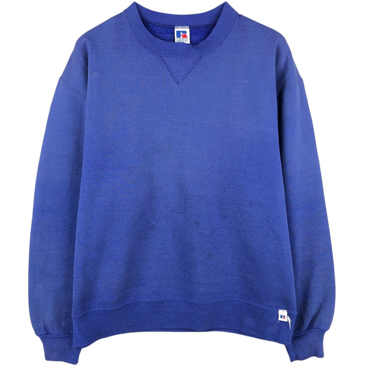 90'S Russell plain blank sweatshirt, sweatshirt, made in USA, men's size L, vintage cotton Purple type blue-purple Vintage Second Hand