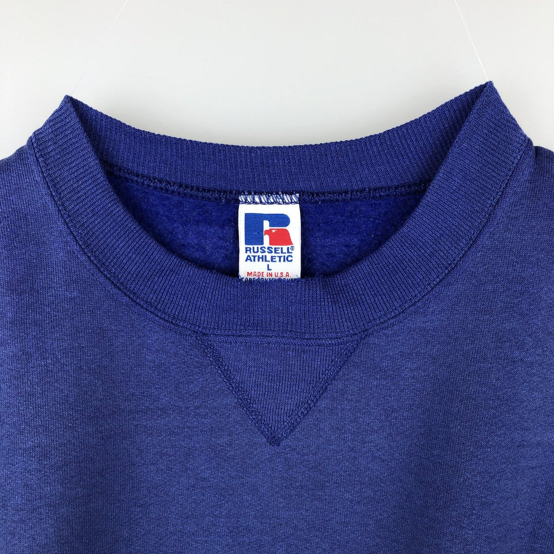 90'S Russell plain blank sweatshirt, sweatshirt, made in USA, men's size L, vintage cotton Purple type blue-purple Vintage Second Hand