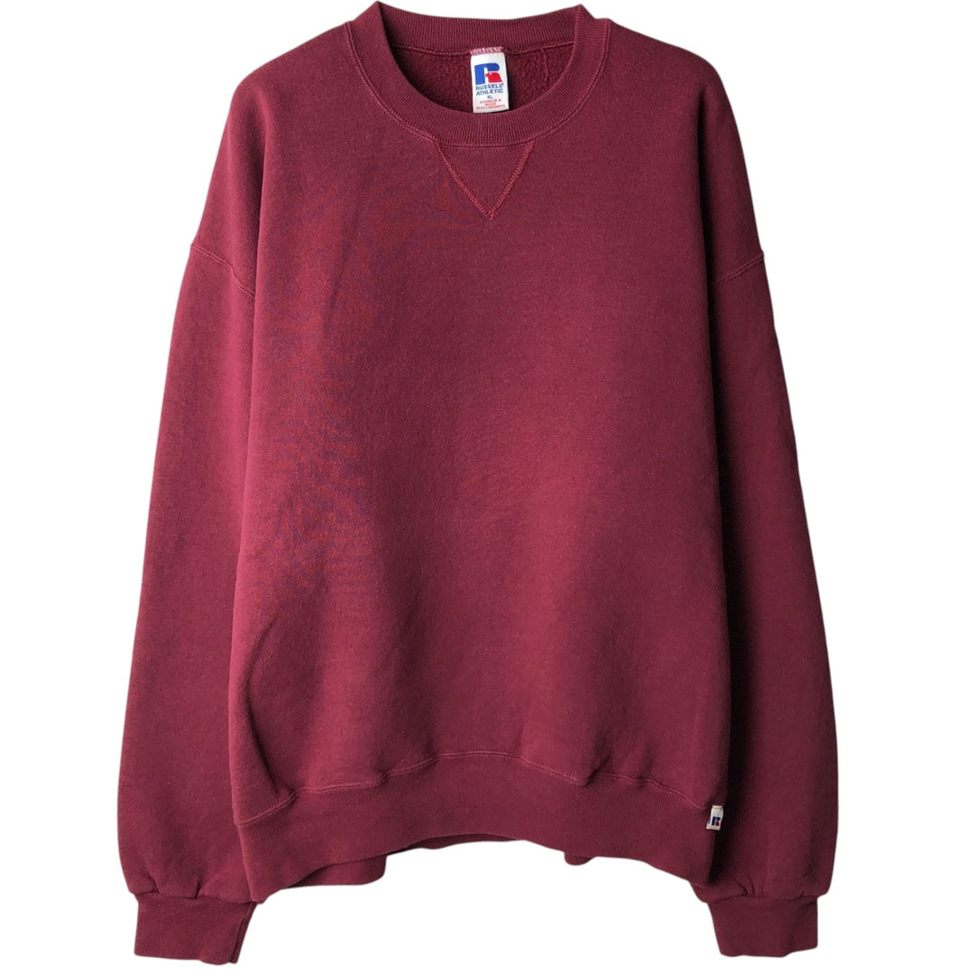 80s-90'S Russell Plain Blank Sweatshirt, Men's Size XL (Equivalent), Vintage cotton Red type red-purple Vintage Second Hand