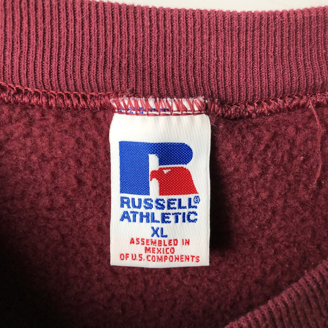 80s-90'S Russell Plain Blank Sweatshirt, Men's Size XL (Equivalent), Vintage cotton Red type red-purple Vintage Second Hand