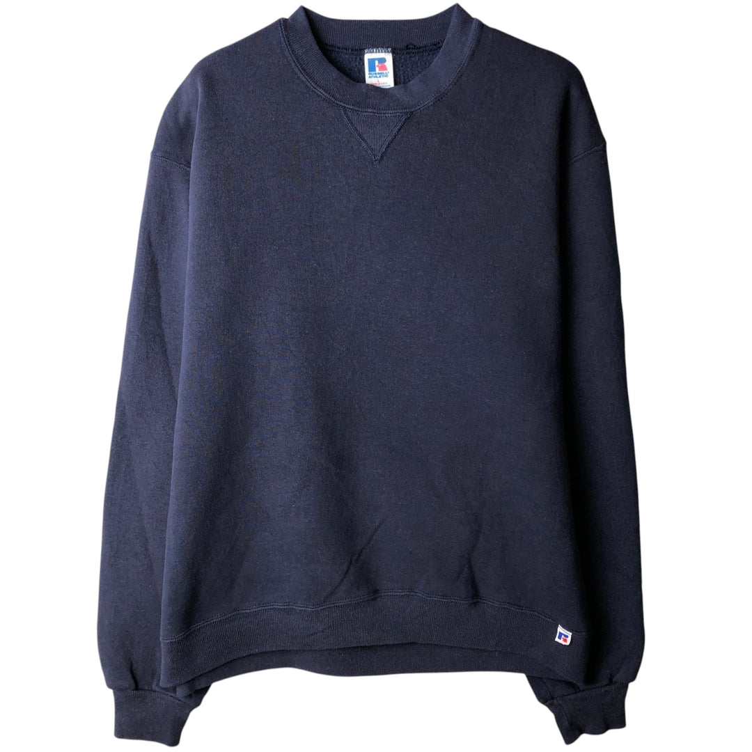 80s-90'S Russell plain blank sweatshirt, sweatshirt, made in USA, men's size L, vintage polyester navy blue type Vintage Second Hand