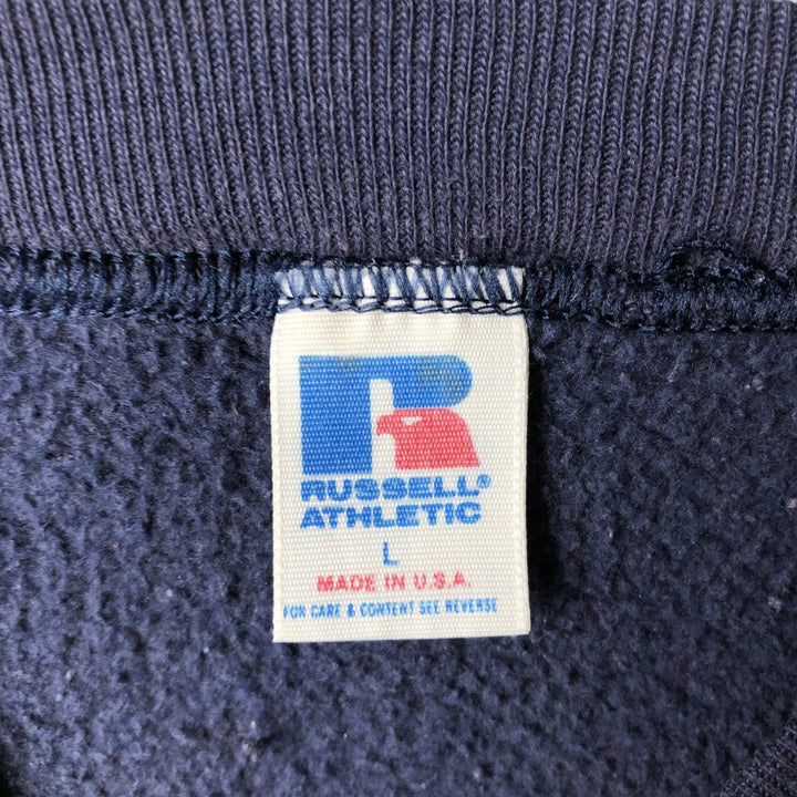 80s-90'S Russell plain blank sweatshirt, sweatshirt, made in USA, men's size L, vintage polyester navy blue type Vintage Second Hand