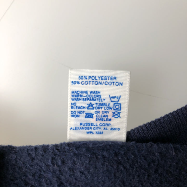 80s-90'S Russell plain blank sweatshirt, sweatshirt, made in USA, men's size L, vintage polyester navy blue type Vintage Second Hand