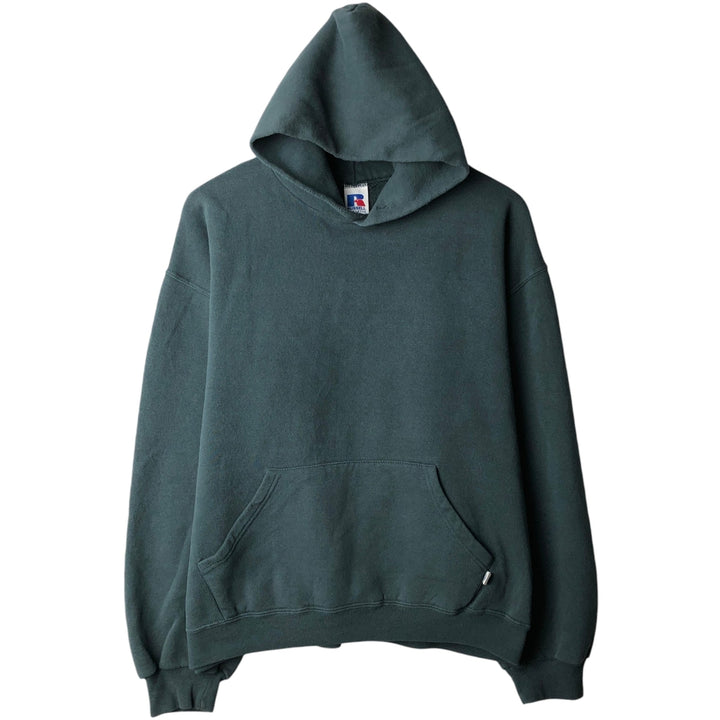 80s-90'S Russell sweatshirt pullover hoodie, men's size L equivalent, vintage. cotton Green type dark green Vintage Second Hand