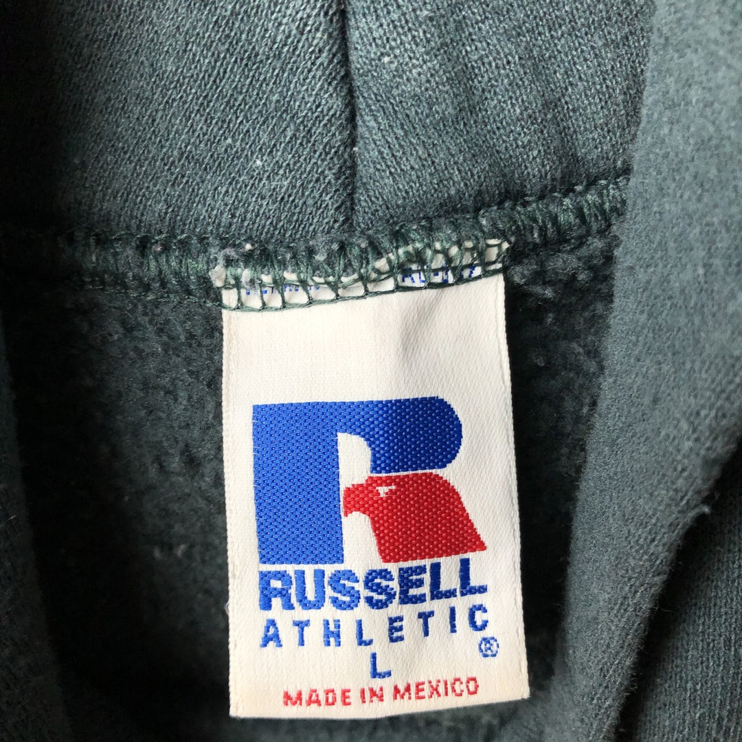 80s-90'S Russell sweatshirt pullover hoodie, men's size L equivalent, vintage. cotton Green type dark green Vintage Second Hand