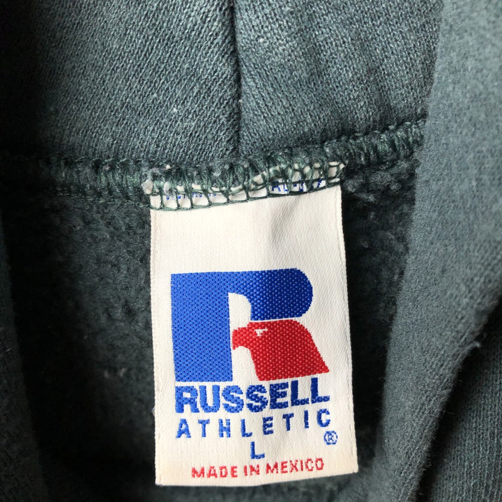 80s-90'S Russell sweatshirt pullover hoodie, men's size L equivalent, vintage. cotton Green type dark green Vintage Second Hand